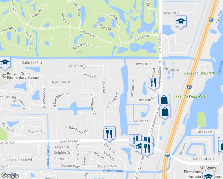 map of restaurants, bars, coffee shops, grocery stores, and more near 1510 Northwest 22nd Avenue in Delray Beach