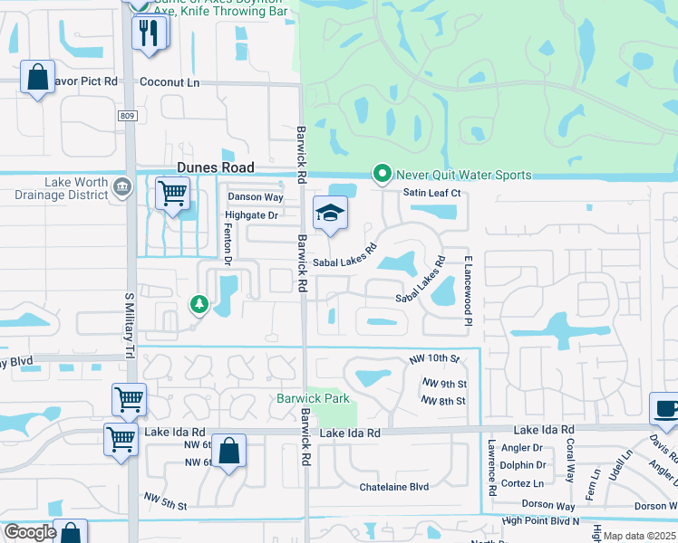 map of restaurants, bars, coffee shops, grocery stores, and more near 4251 Magnolia Circle in Delray Beach