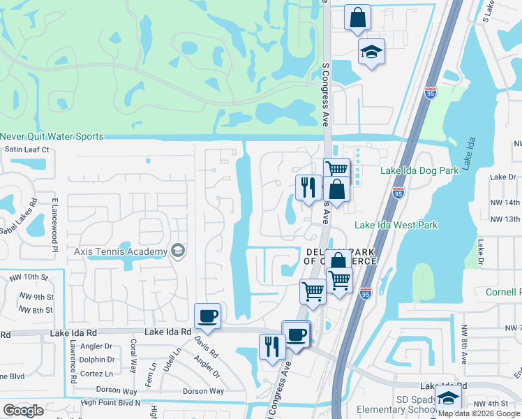 map of restaurants, bars, coffee shops, grocery stores, and more near 1420 Northwest 20th Avenue in Delray Beach