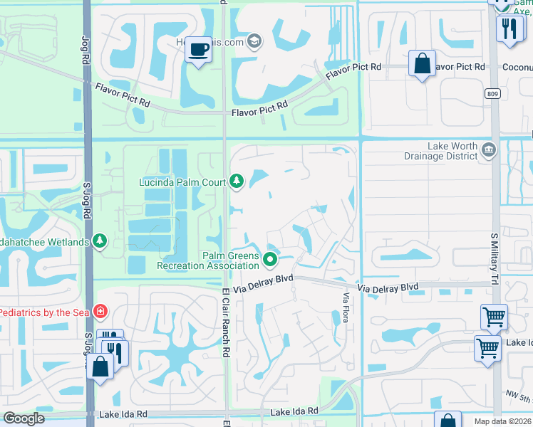map of restaurants, bars, coffee shops, grocery stores, and more near 5900-5902 Sugar Palm Court in Delray Beach