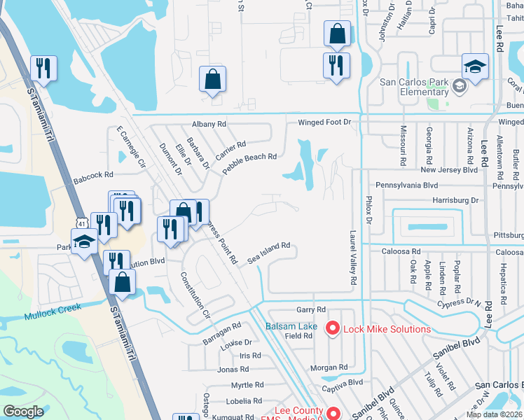 map of restaurants, bars, coffee shops, grocery stores, and more near 7367 Golf Villa Drive in Fort Myers