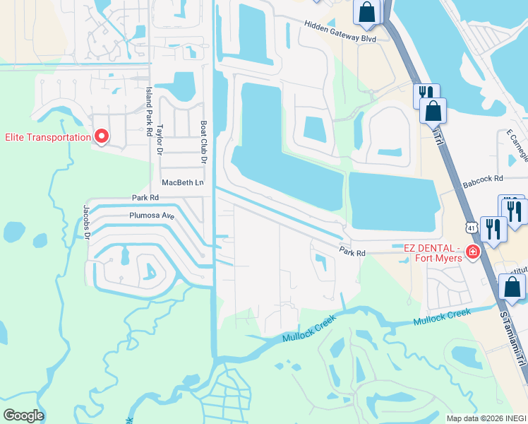 map of restaurants, bars, coffee shops, grocery stores, and more near 5830 Park Road in Fort Myers