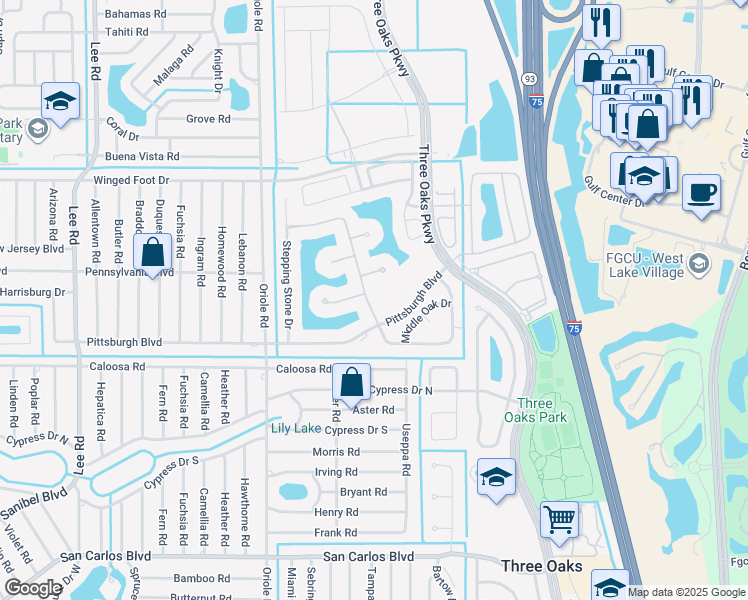 map of restaurants, bars, coffee shops, grocery stores, and more near 9210 Crystal View Court in Fort Myers