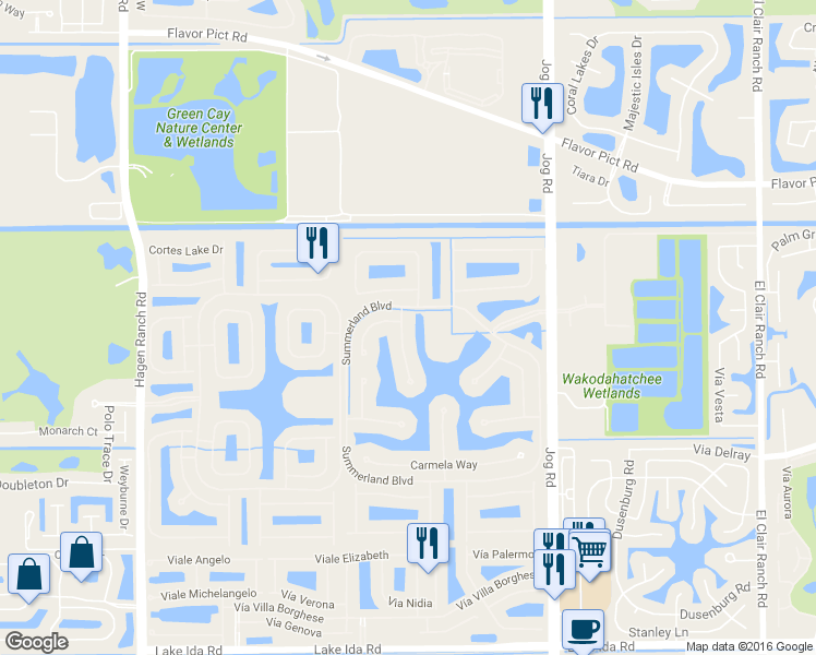 map of restaurants, bars, coffee shops, grocery stores, and more near 13230 Avila Beach Cove in Delray Beach