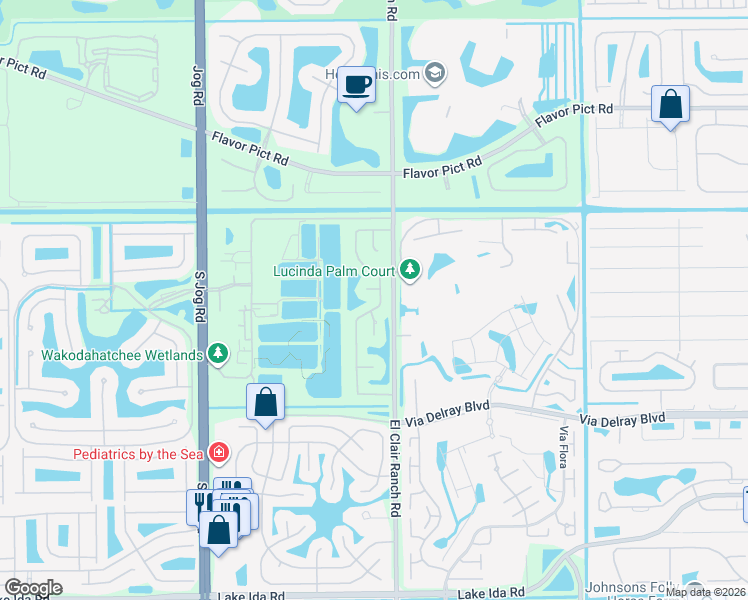 map of restaurants, bars, coffee shops, grocery stores, and more near 13255 Vía Vesta in Delray Beach