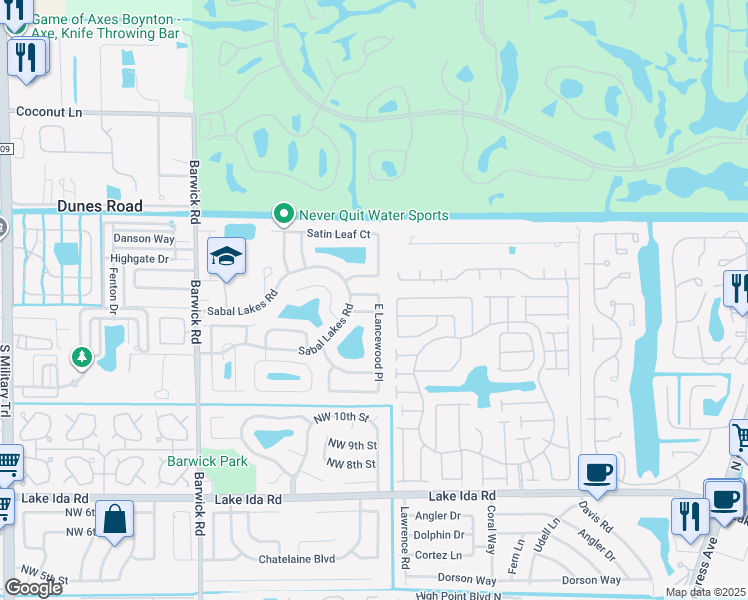 map of restaurants, bars, coffee shops, grocery stores, and more near 3700 Lancewood Place in Delray Beach
