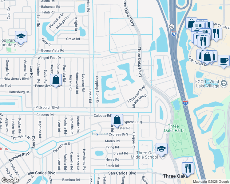 map of restaurants, bars, coffee shops, grocery stores, and more near 9151 Kings Cove Court in Fort Myers