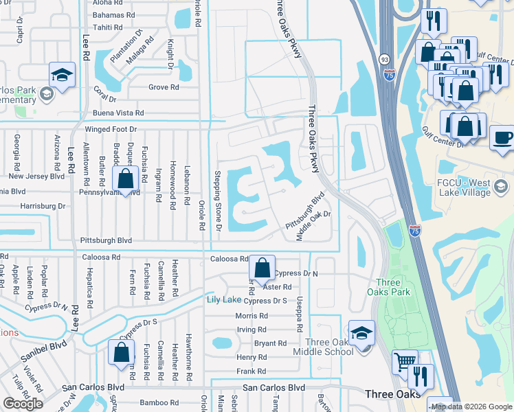map of restaurants, bars, coffee shops, grocery stores, and more near 9151 Kings Cove Court in Fort Myers