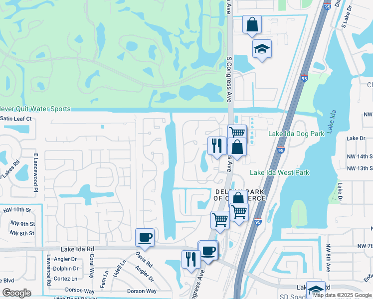 map of restaurants, bars, coffee shops, grocery stores, and more near 1521 Northwest 20th Avenue in Delray Beach