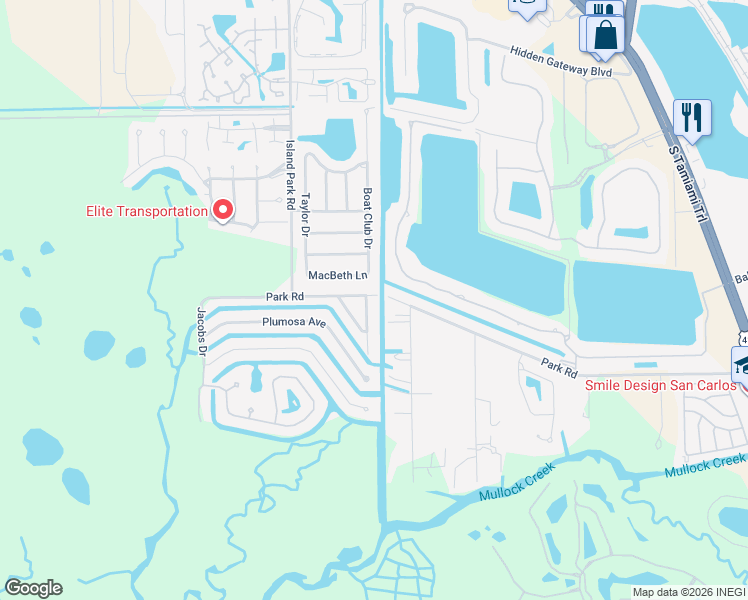 map of restaurants, bars, coffee shops, grocery stores, and more near 6064 Park Road in Fort Myers