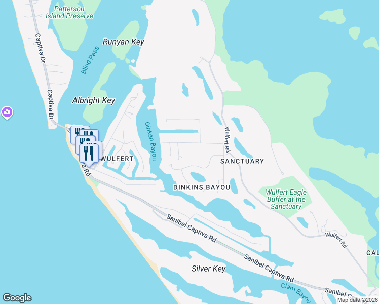 map of restaurants, bars, coffee shops, grocery stores, and more near 6087 Henderson Road in Sanibel