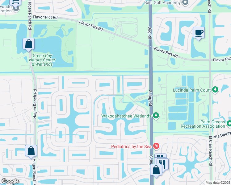 map of restaurants, bars, coffee shops, grocery stores, and more near 13214 Avila Beach Cove in Delray Beach