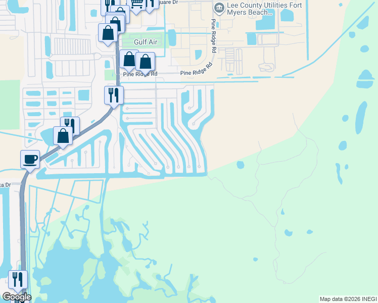 map of restaurants, bars, coffee shops, grocery stores, and more near 17900 Peppard Drive in Fort Myers Beach