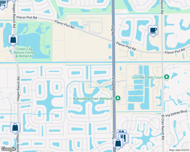 map of restaurants, bars, coffee shops, grocery stores, and more near 13071 Salinas Point Way in Delray Beach