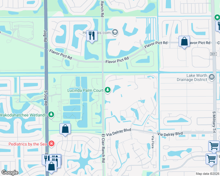 map of restaurants, bars, coffee shops, grocery stores, and more near 5926 Areca Palm Court in Delray Beach