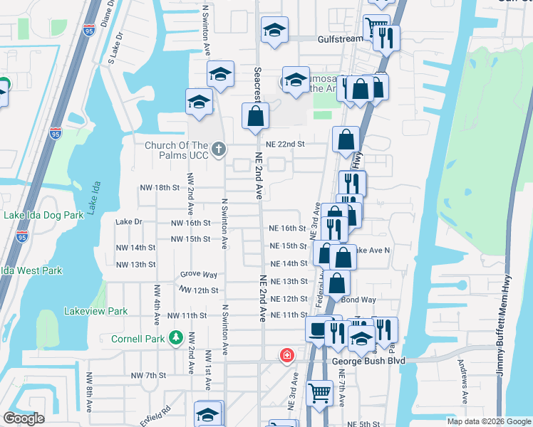 map of restaurants, bars, coffee shops, grocery stores, and more near in Delray Beach
