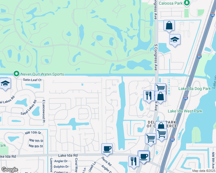 map of restaurants, bars, coffee shops, grocery stores, and more near 2135 Northwest 17th Street in Delray Beach