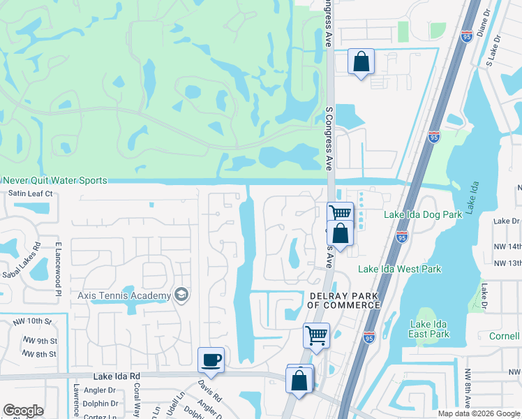 map of restaurants, bars, coffee shops, grocery stores, and more near 1721 Northwest 20th Avenue in Delray Beach