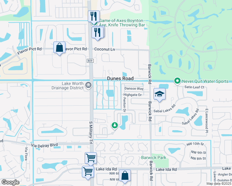 map of restaurants, bars, coffee shops, grocery stores, and more near 1668 East Classical Boulevard in Delray Beach