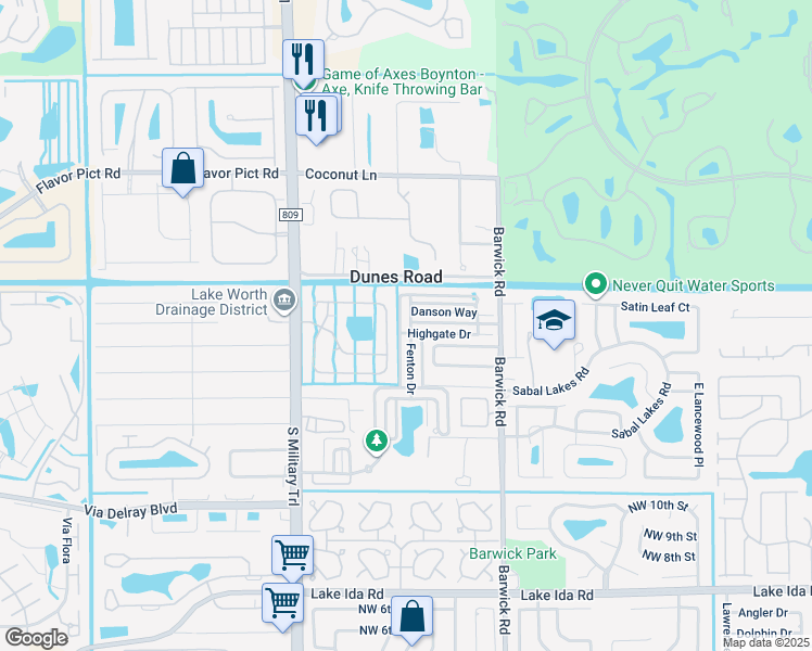 map of restaurants, bars, coffee shops, grocery stores, and more near 1608 Fenton Drive in Delray Beach