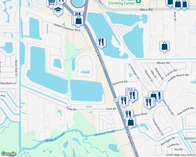 map of restaurants, bars, coffee shops, grocery stores, and more near 17660 South Tamiami Trail in Fort Myers