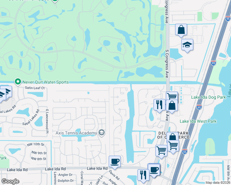 map of restaurants, bars, coffee shops, grocery stores, and more near 1725 Northwest 22nd Avenue in Delray Beach