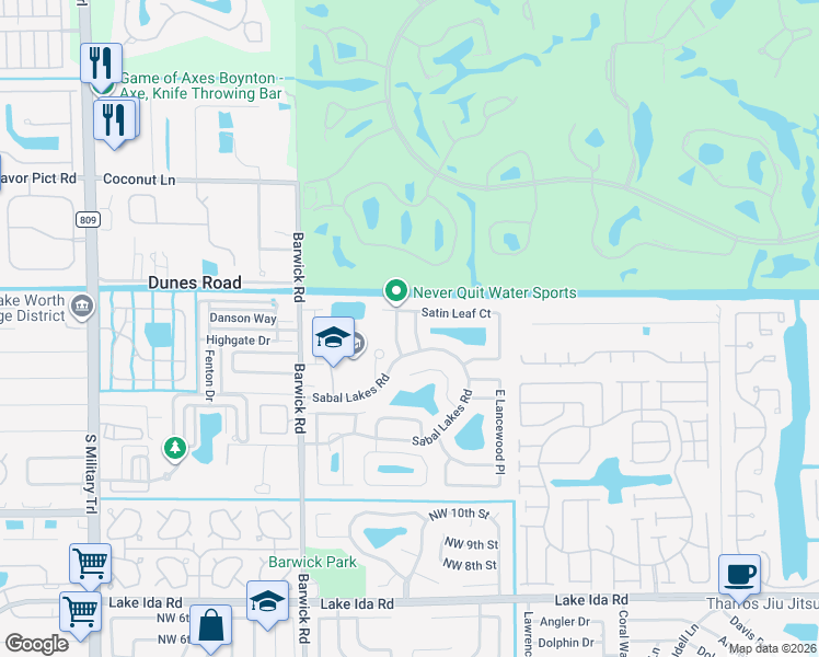 map of restaurants, bars, coffee shops, grocery stores, and more near 1710 Park Tree Place in Delray Beach