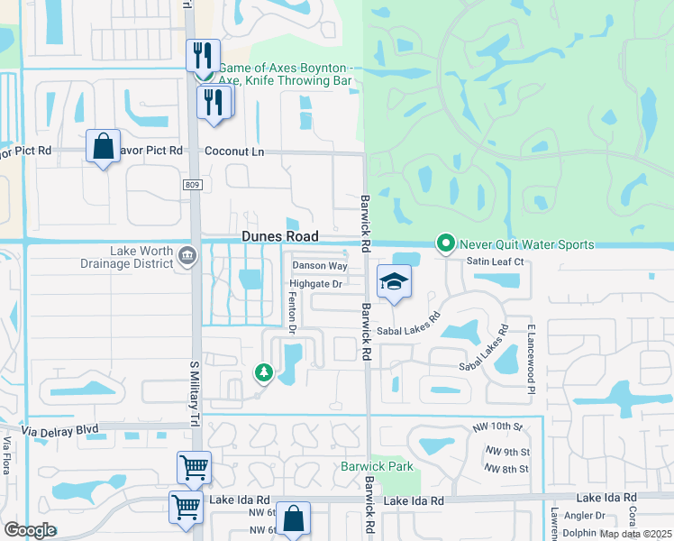 map of restaurants, bars, coffee shops, grocery stores, and more near 4533 Highgate Drive in Delray Beach