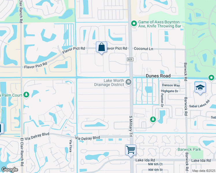 map of restaurants, bars, coffee shops, grocery stores, and more near 5216 Greenwood Drive in Delray Beach