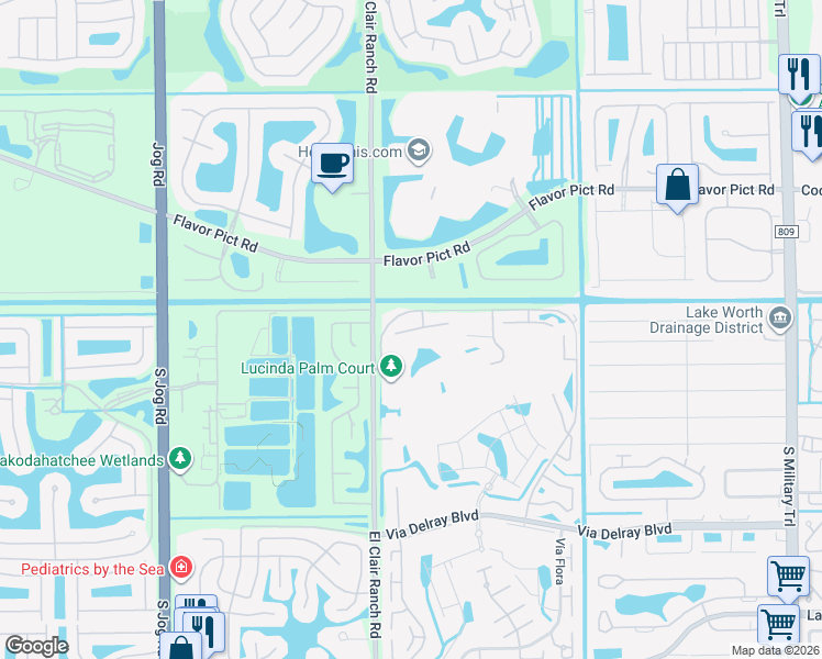 map of restaurants, bars, coffee shops, grocery stores, and more near 5926 Areca Palm Court in Delray Beach