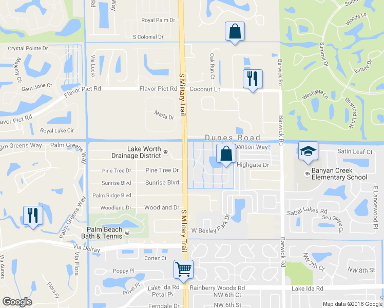 map of restaurants, bars, coffee shops, grocery stores, and more near 4883 North Classical Boulevard in Delray Beach