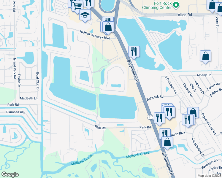 map of restaurants, bars, coffee shops, grocery stores, and more near 5614 Whispering Willow Way in Fort Myers