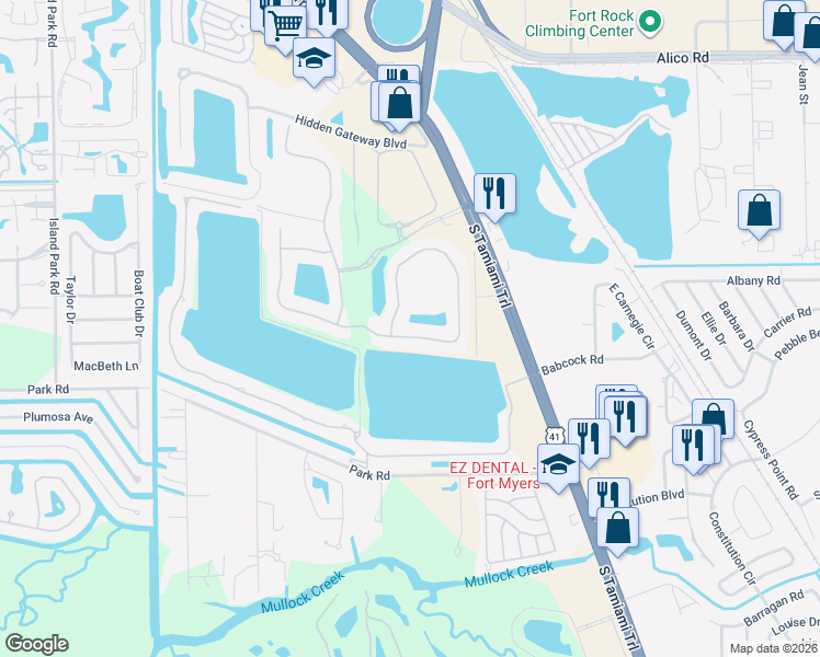 map of restaurants, bars, coffee shops, grocery stores, and more near 5617 Whispering Willow Way in Fort Myers