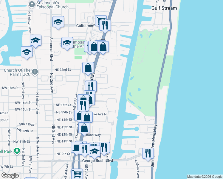 map of restaurants, bars, coffee shops, grocery stores, and more near 1012 Kokomo Key Lane in Delray Beach