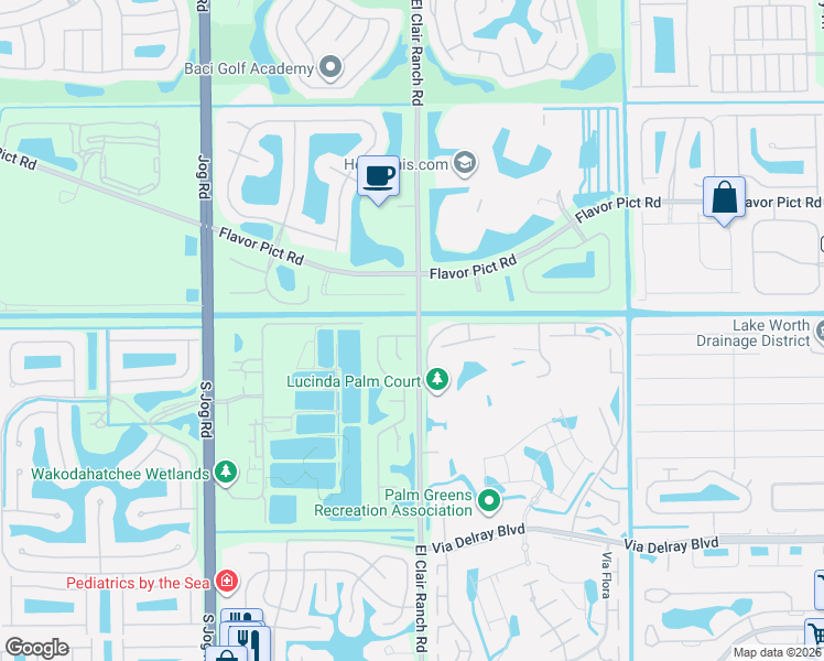 map of restaurants, bars, coffee shops, grocery stores, and more near 13037 Vía Vesta in Delray Beach