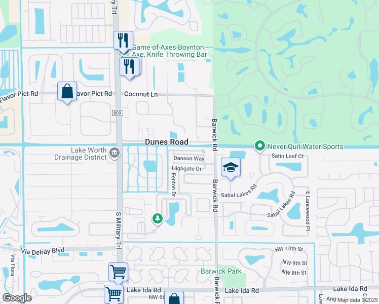 map of restaurants, bars, coffee shops, grocery stores, and more near 12953 Pennell Pines Road in Boynton Beach