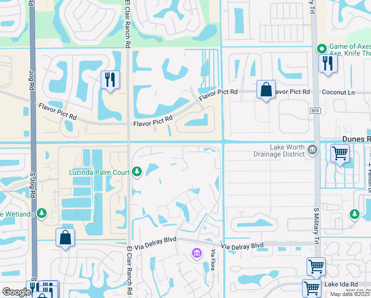 map of restaurants, bars, coffee shops, grocery stores, and more near 5718 Royal Lake Circle in Boynton Beach