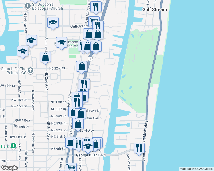 map of restaurants, bars, coffee shops, grocery stores, and more near 1020 Kokomo Key Lane in Delray Beach