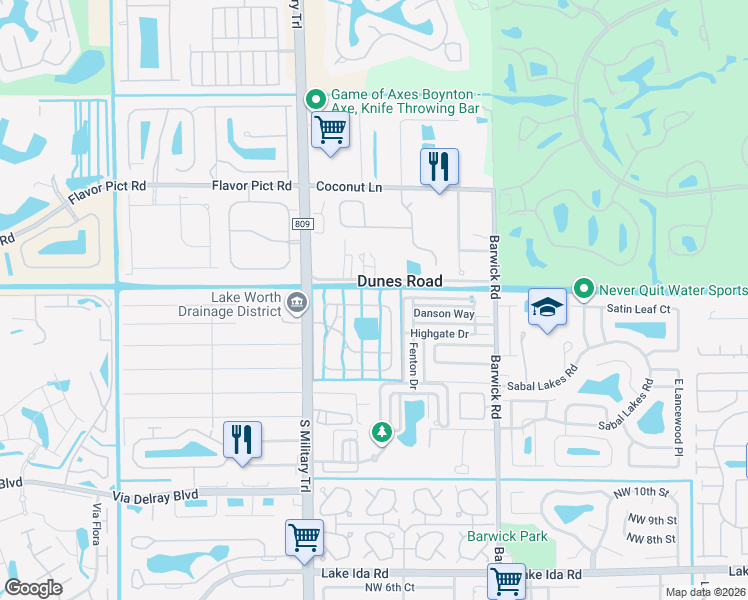map of restaurants, bars, coffee shops, grocery stores, and more near 4781 Classical Boulevard in Delray Beach
