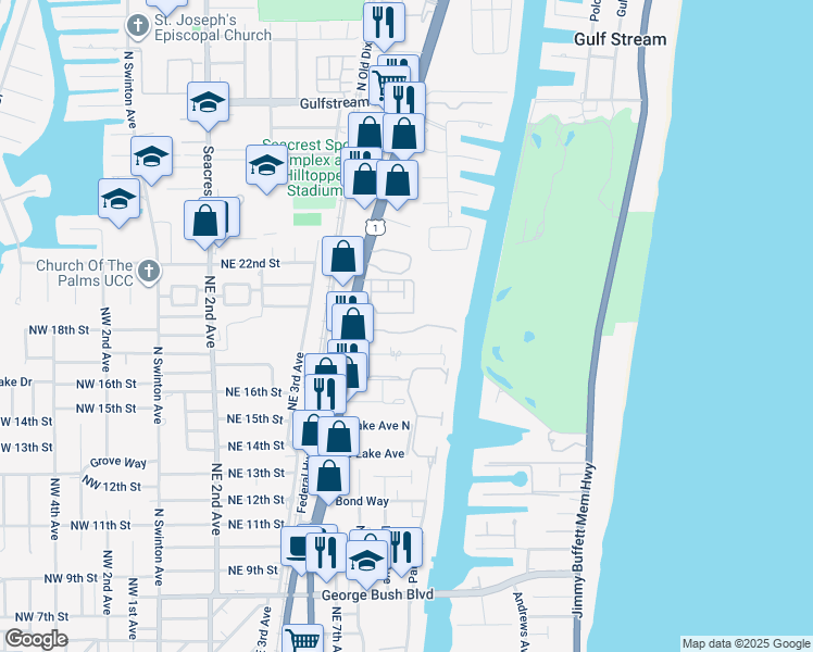 map of restaurants, bars, coffee shops, grocery stores, and more near 917 Kokomo Key Lane in Delray Beach