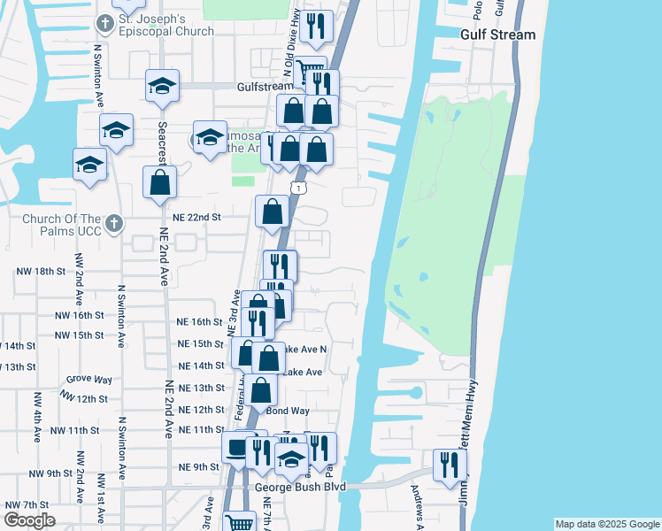 map of restaurants, bars, coffee shops, grocery stores, and more near 943 Kokomo Key Lane in Delray Beach
