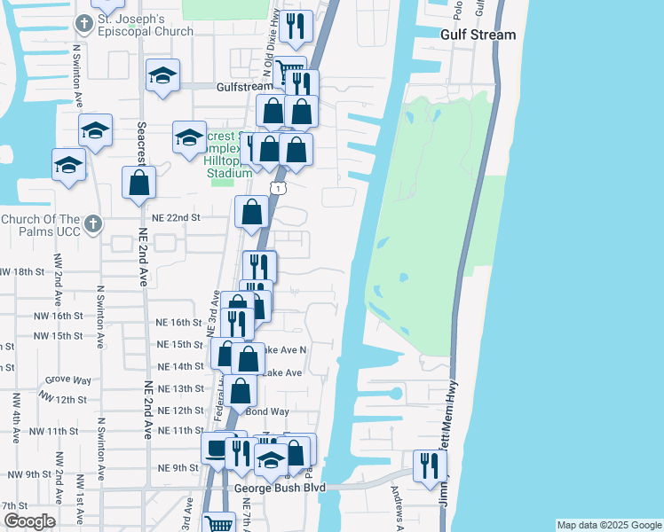 map of restaurants, bars, coffee shops, grocery stores, and more near 1035 Kokomo Key Lane in Delray Beach