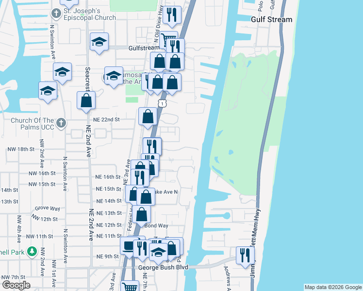 map of restaurants, bars, coffee shops, grocery stores, and more near 1035 Kokomo Key Lane in Delray Beach