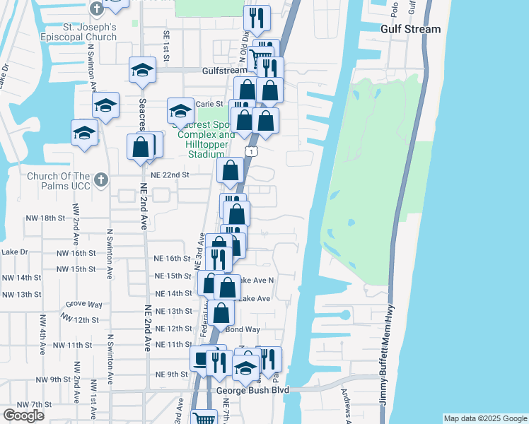 map of restaurants, bars, coffee shops, grocery stores, and more near 917 Kokomo Key Lane in Delray Beach
