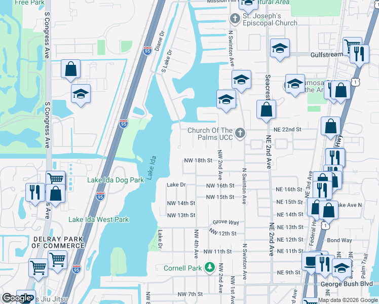 map of restaurants, bars, coffee shops, grocery stores, and more near 2002 Northwest 4th Avenue in Delray Beach