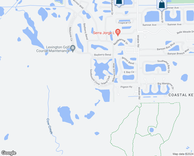map of restaurants, bars, coffee shops, grocery stores, and more near 9140 Southmont Cove in Fort Myers