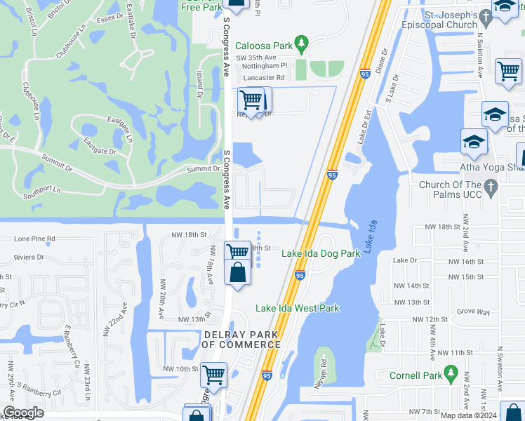 map of restaurants, bars, coffee shops, grocery stores, and more near 286 Lake Monterey Circle in Boynton Beach