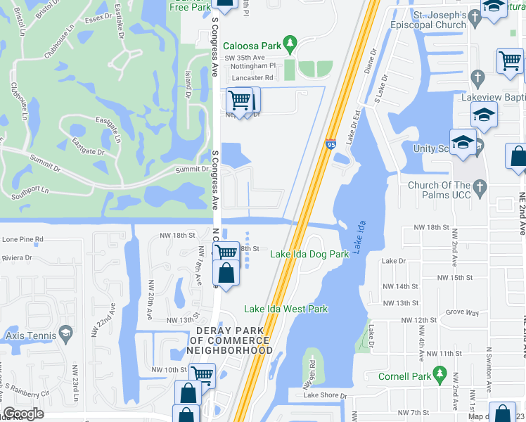 map of restaurants, bars, coffee shops, grocery stores, and more near 266 Lake Monterey Circle in Boynton Beach