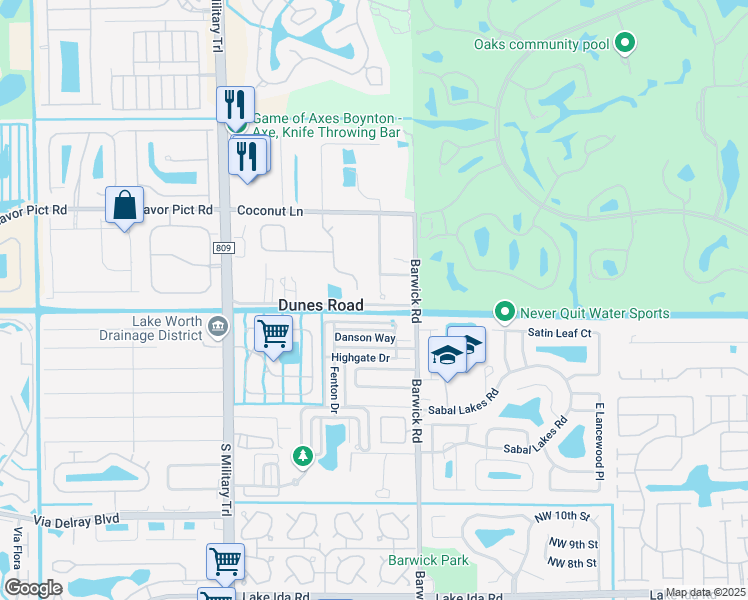 map of restaurants, bars, coffee shops, grocery stores, and more near 12953 Pennell Pines Road in Boynton Beach