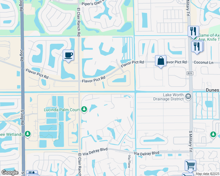 map of restaurants, bars, coffee shops, grocery stores, and more near 5718 Royal Lake Circle in Boynton Beach